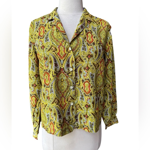 Vintage Tops - 1970s Lerner Shop Paisley Print Button Down Shirt